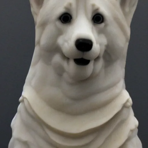 Image similar to Marble statue of a corgi