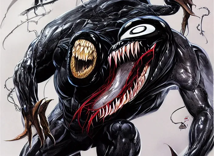 Prompt: artwork of venom by artgerm, amano yoshitaka, berkey john, bowater charlie