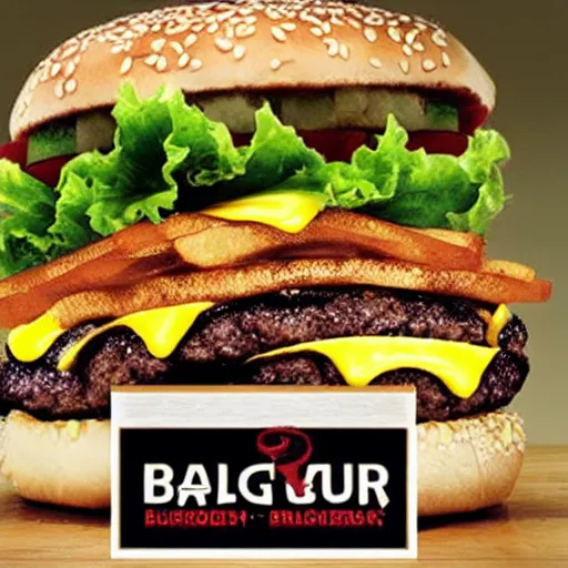 Prompt: bad photoshop of a burger store promotional image
