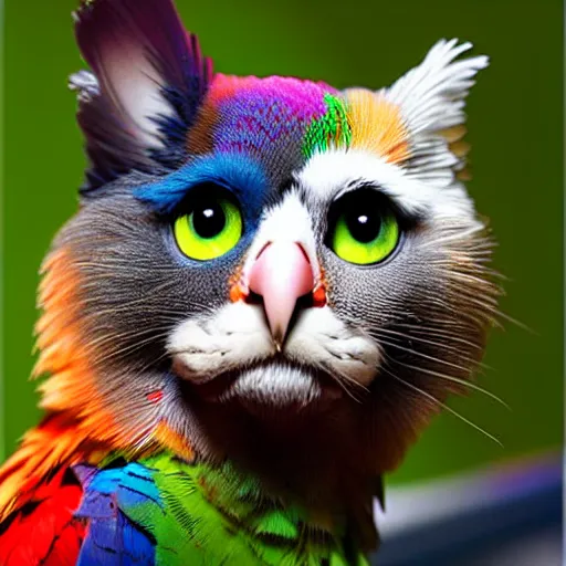 Image similar to a parrot - cat - hybrid, animal photography