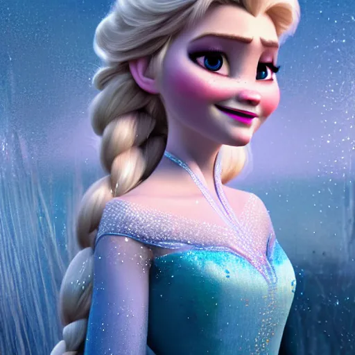 Image similar to elsa from frozen, hyper detailed, digital art, trending in artstation, cinematic lighting, studio quality, smooth render, unreal engine 5 rendered, octane rendered