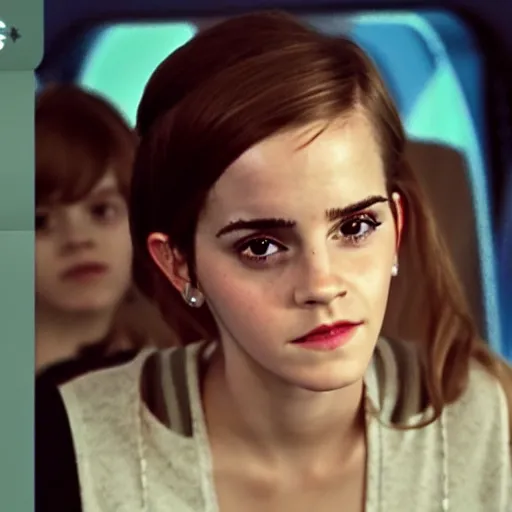 Prompt: emma watson, inside airplane, film still, instagram,