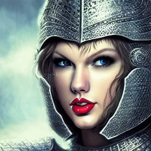 Image similar to the detailed portrait of taylor swift in a knight armor, epic fantasy art, mystical, mystic atmosphere, mythology, photo realistic, high detail, ultra realistic, hyper realistic, high definiton, 4 k uhd,