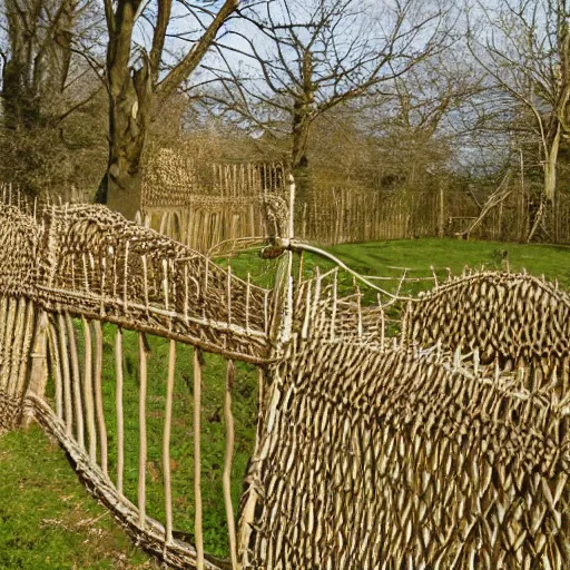 Prompt: A wicker hedge along the heath