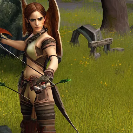 Prompt: emma watson as an archer in world of warcraft 4 k