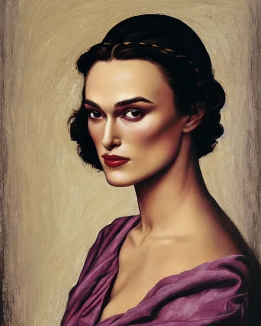 Prompt: portrait of keira knightley by tamara de lempika, 1 9 4 5