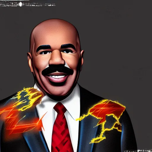 Prompt: Steve Harvey as The Flash, digital painting, highly detailed