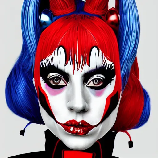 Prompt: lady gaga as harley quinn highly detailed