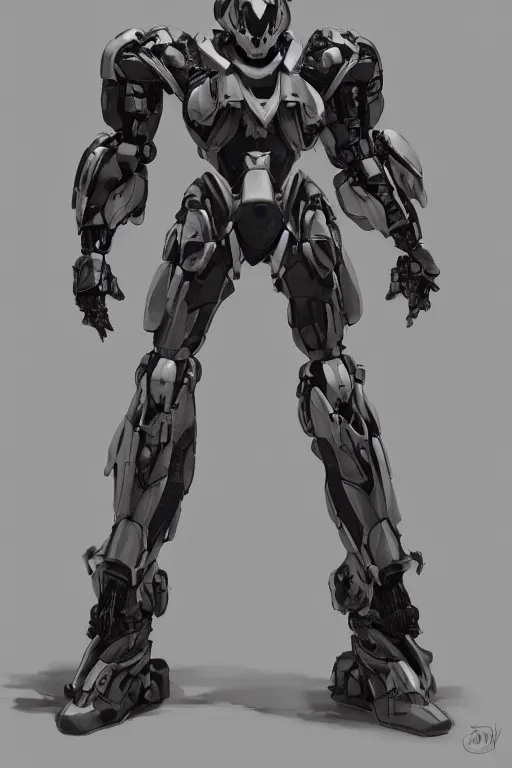 Image similar to very symmetrical!! full body armored cyborg concept power suit from anthem video game, by vitaly bulgarov, by yoji shinkawa, by joss nizzi, by shoji kawamori, bioware, mecha, deviantart, artstation, render, unreal engine