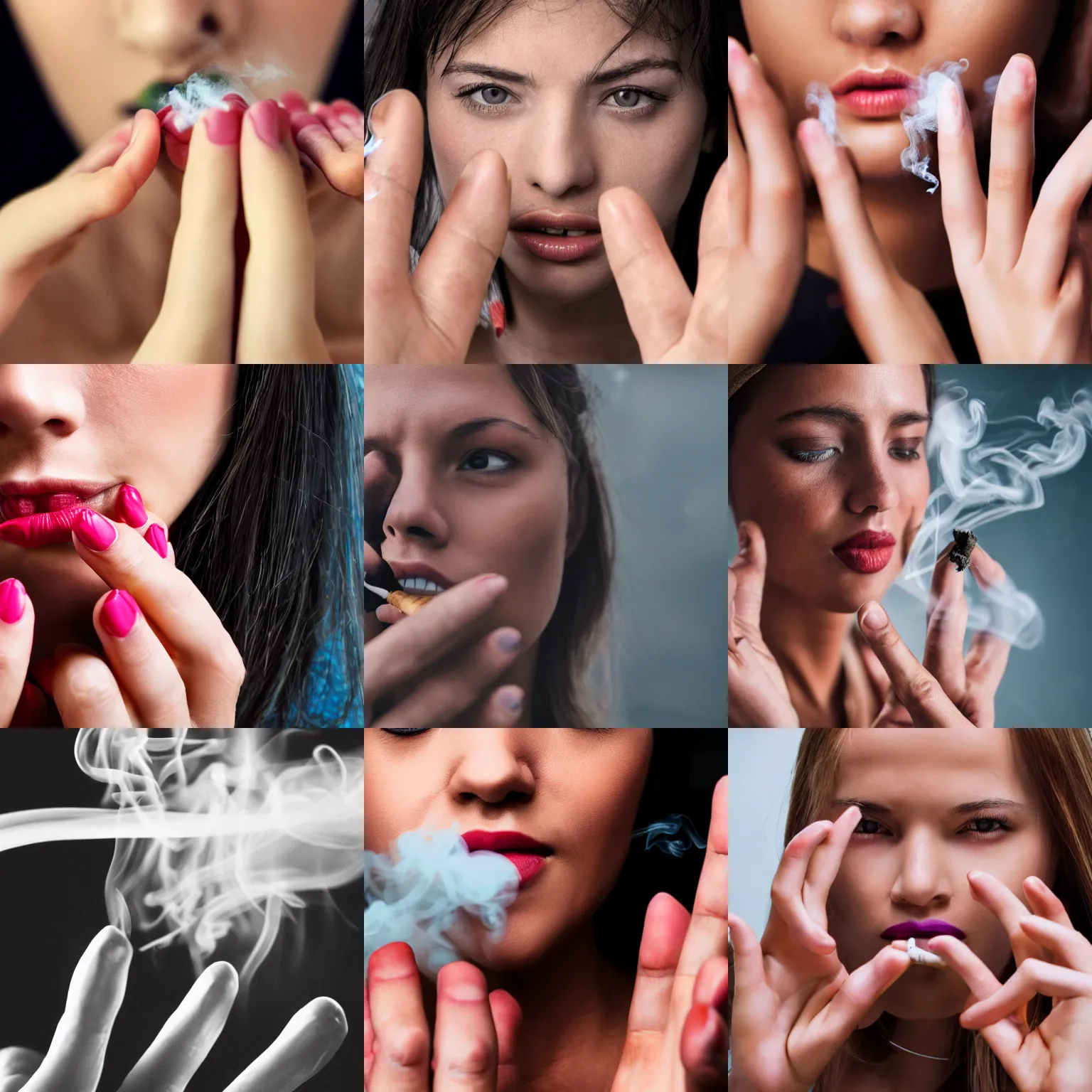 Image similar to close-up photo of Smoking women one hand, 4k