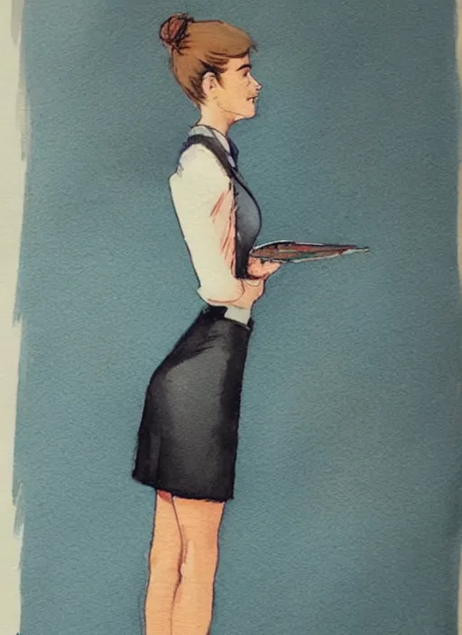 Prompt: concept art of a modern office life, young attractive business woman, pencil miniskirt, pinterest, artstation trending, behance, watercolor *, by coby whitmore, silver, laser light,