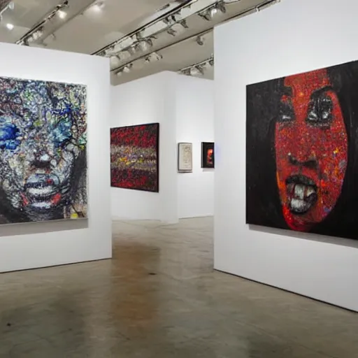 Prompt: Controversial art exhibition at a major New York gallery, hi-res photo, news footage