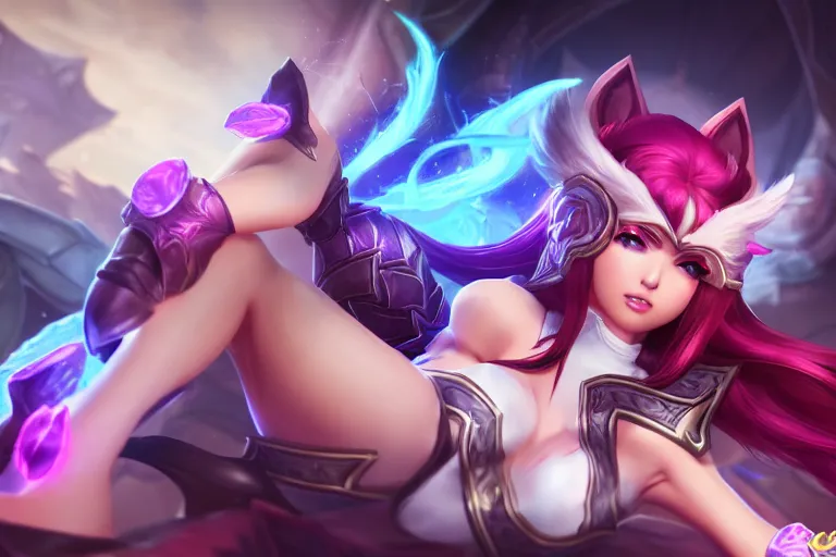 Prompt: league of legend, winning an aram, ahri, photograph, 8 k, realistic