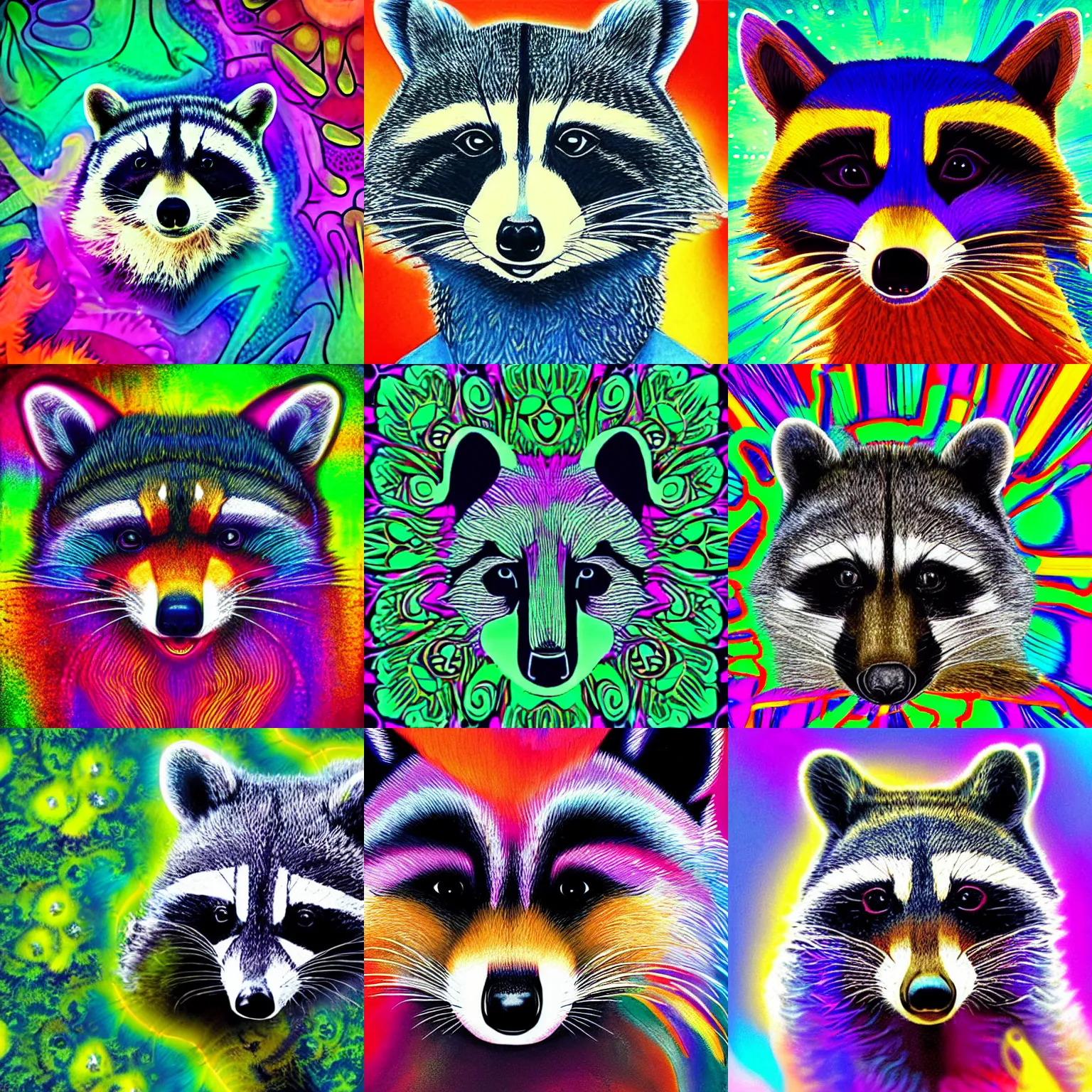 Prompt: psychedelic racoon