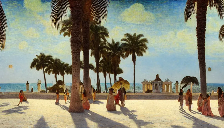 Image similar to a ultradetailed beautiful painting of the night sky of the amazonas palace balustrade designed by jules bastien - lepage, tarsila do amaral, frank weston and gustave baumann, beach, trending on artstation, mediterranean, palm trees, sharp focus, giant greek columns, soft light, 8 k 4 k