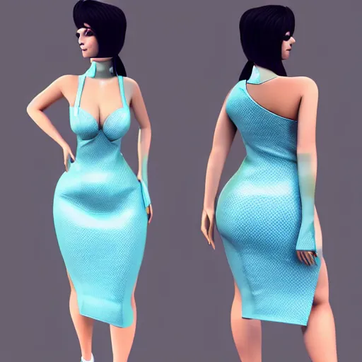 Prompt: curvy feminine hot goth woman with elegant cyan-white snakeskin leather dress, desert camo pattern, cgsociety, photorealistic, sublime ambience, idealistic, 16k, smooth, sharp focus, trending on ArtStation, volumetric lighting, fully clothed, worksafe