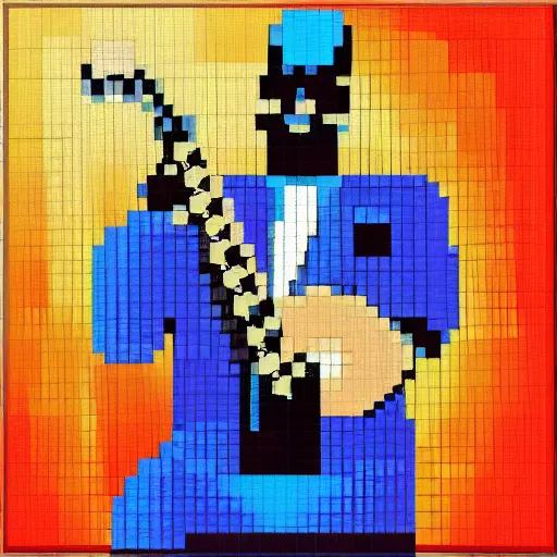 Prompt: pixel art, award winning art, jazz player