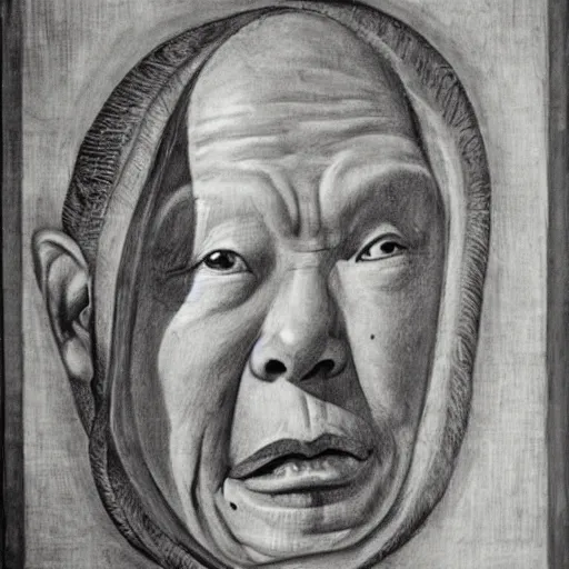 Image similar to Lee Kuan Yew emerging from a cocoon, renaissance style