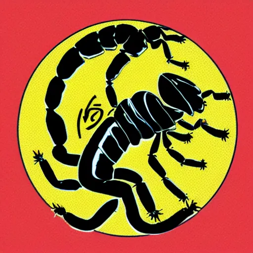 Prompt: a scorpion logo, a cartoon scorpion in circle