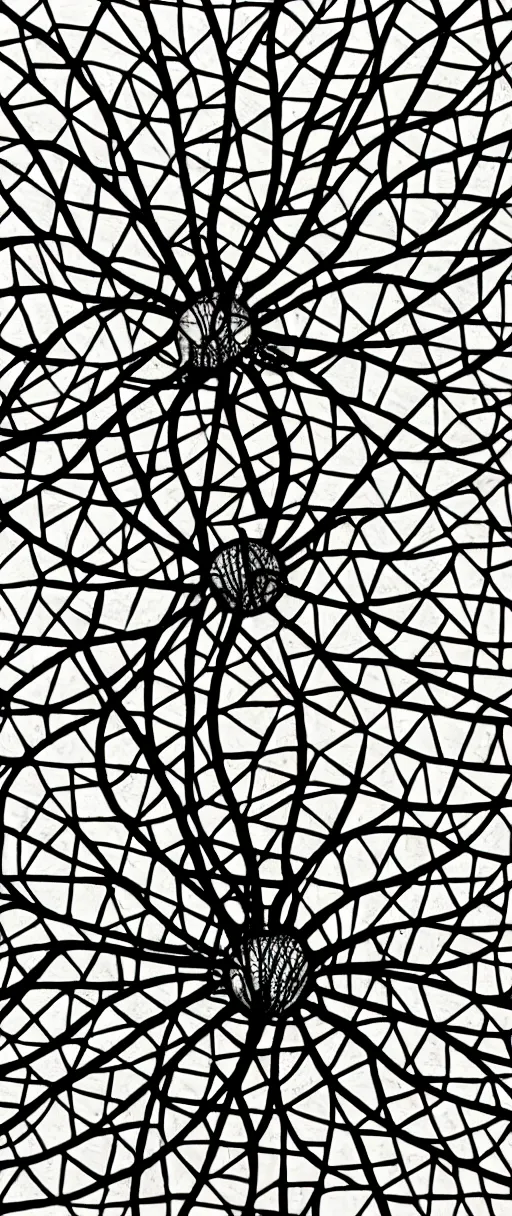 Prompt: neuron, scientific drawing by sana takeda, intricate stained glass, cathedral window