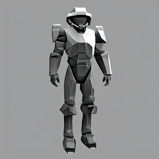 Prompt: low poly master chief portrait