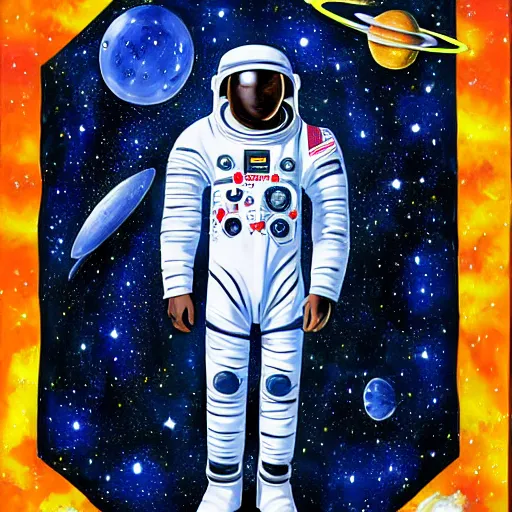 Prompt: portrait of an african astronaut in the space with nebulae, https://youtu.be/dwgzmILYJhw