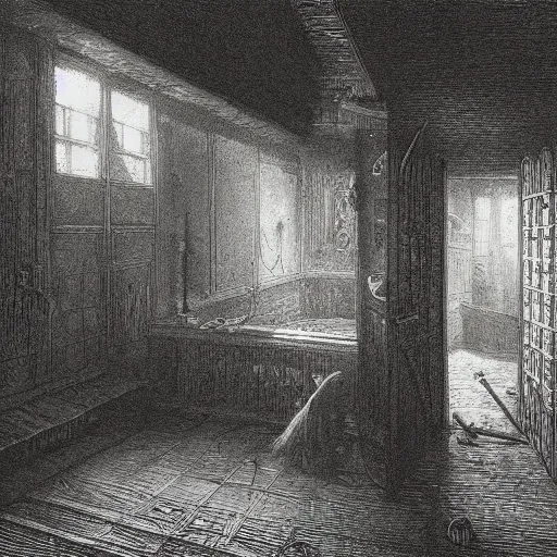 Prompt: a haunted attic by Gustave Doré Greg Rutkowski