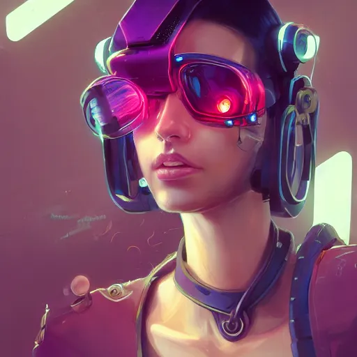 Prompt: a portrait of a beautiful cybernetic girl wearing occulus rift headset, cyberpunk concept art by pete mohrbacher and wlop and josan gonzalez and syd mead, digital art, highly detailed, intricate, sci-fi, sharp focus, Trending on Artstation HQ, deviantart, unreal engine 5, 4K UHD image