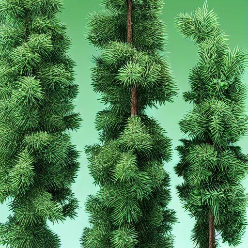 Image similar to “ hd photograph of a miniature 3 d pine tree model made of digital pixels ”