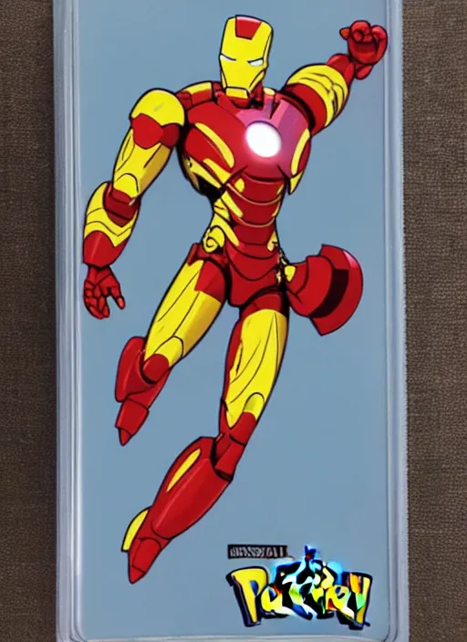 Image similar to iron man, pokemon card style