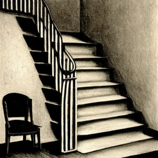 Image similar to snails on the stairs and door in style of vilhelm hammershoi, botanical illustration