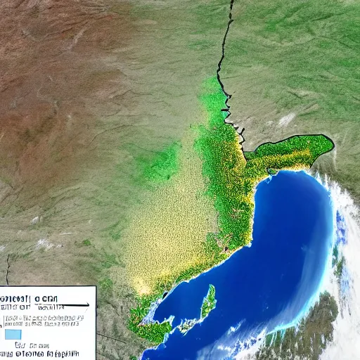 Prompt: satellite image of intense draught