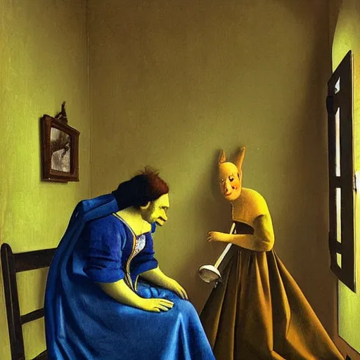 Image similar to shrek by Johannes Vermeer