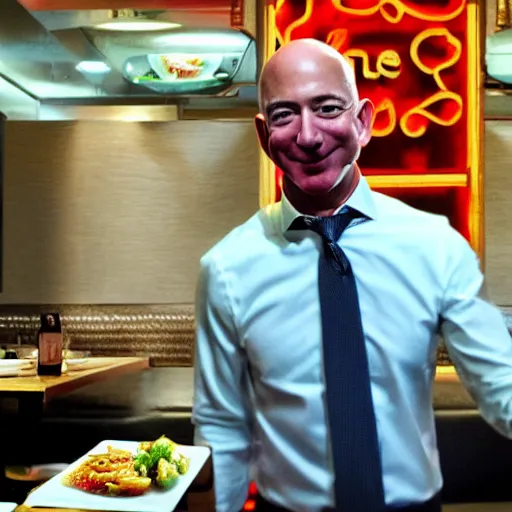 Prompt: jeff bezos on a chinese restaurant