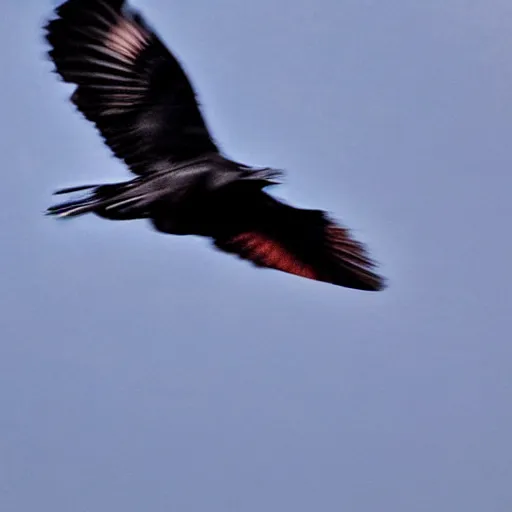 Image similar to a very HD and realistic photo of a crow flying over an accident, people used to say that the crow is the incarnation of the spirit of the accident victim who died