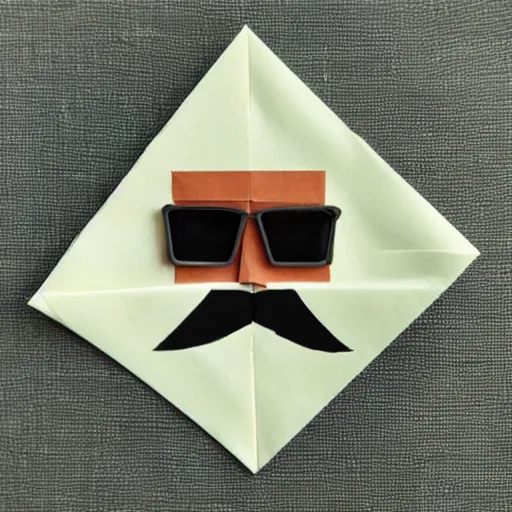 Prompt: origami ginger bearded man with glasses