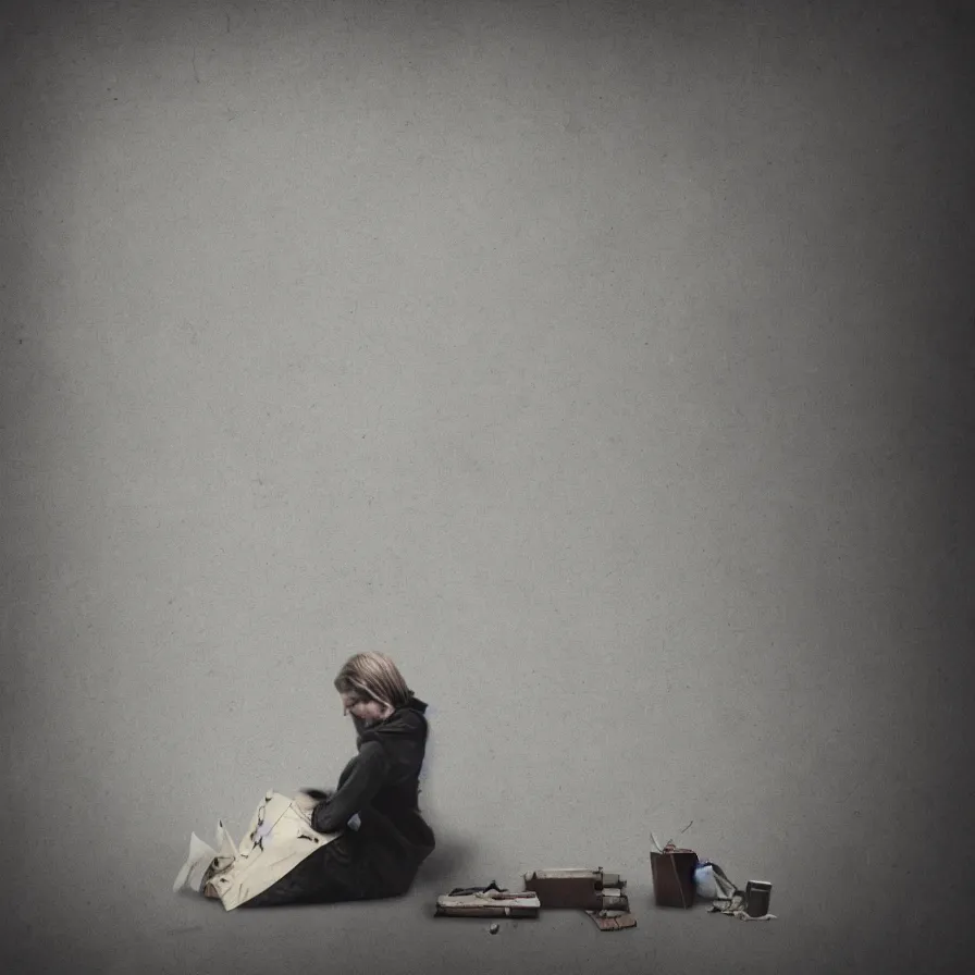 Prompt: beautiful poster artwork an album titled :'time drags on '. its theme involves the feeling of boredom and loneliness, mental sanity, the absence of friends to talk to, losing control over one's life, having an empty agenda and too much time on one's hands.