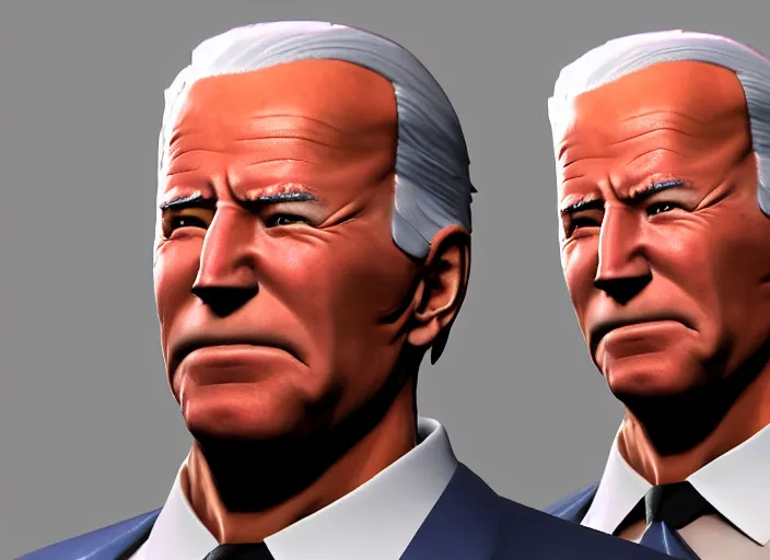 Image similar to 3 d model of joe biden character in fighting game, stylized 3 d graphics, hdr, ultra graphics, ray tracing, 4 k image