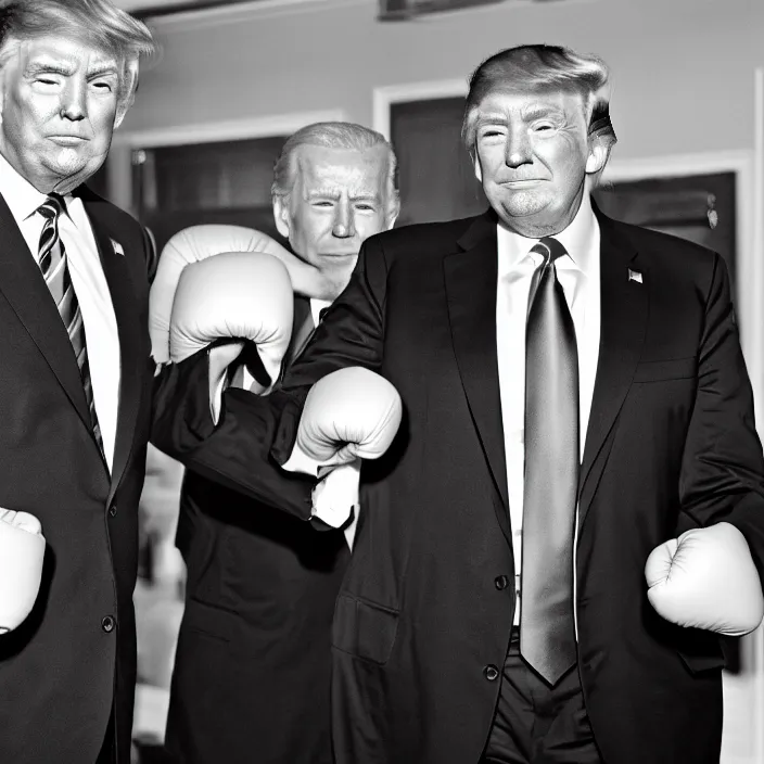 Image similar to trump and biden boxing matcha, b & w detailed sharp photo