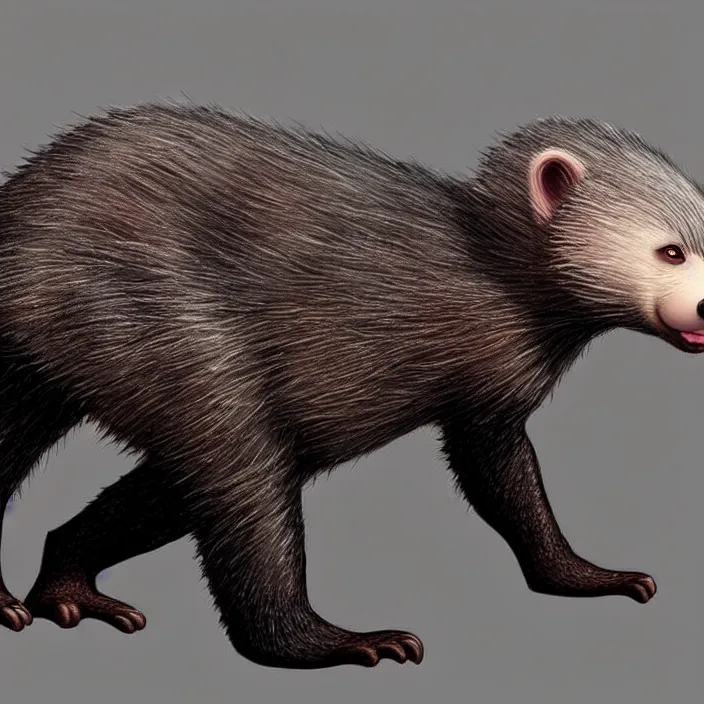 Image similar to cute honey badger, ultra realistic, concept art, highly detailed, style pixar