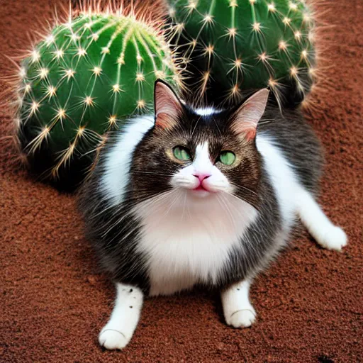 Prompt: a fcactus - cat - hybrid, plant - animal, animal photography