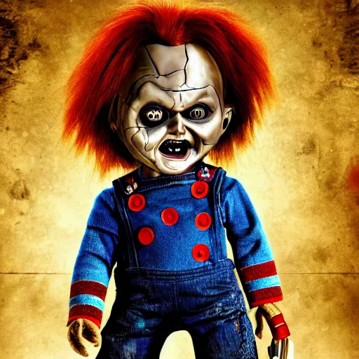 Prompt: chucky the doll and jigsaw digital art 4 k detailed super realistic