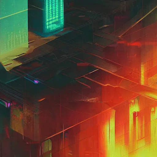 Image similar to 4 0 1 1 6 7 1 9 2 4 a graph style gauche impasto, sad, steampunk, cyberpunk art by james gilleard, city depth of field, cgsociety, retrofuturism, synthwave, retrowave, outrun, paint, high detail.