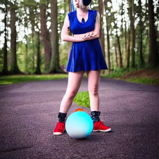 Prompt: Misty from Pokemon, Portrait photography, pokeball