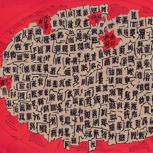 Prompt: chinese prison, bodily organs, in the style of daniel johnston and outsider art, 4k, overlaid with chinese text