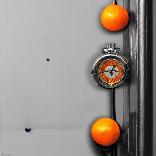 Prompt: orange fruit with clockwork mechanisms inside of it, high definition, professional artwork, mood lighting