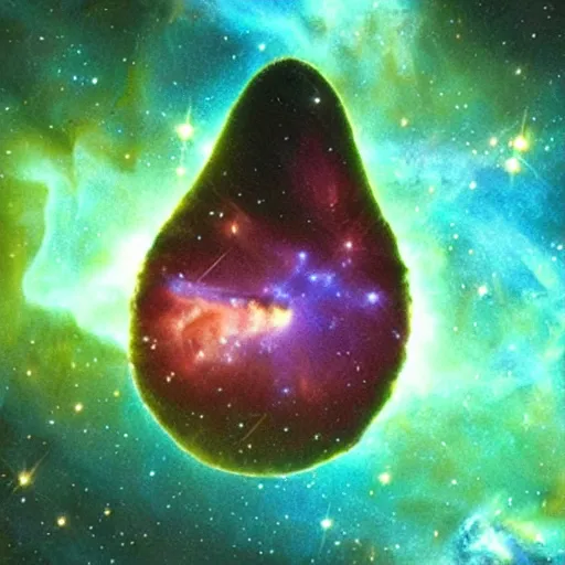 Prompt: a nebula in the shape of an avocado, Hubble Space Telescope photo