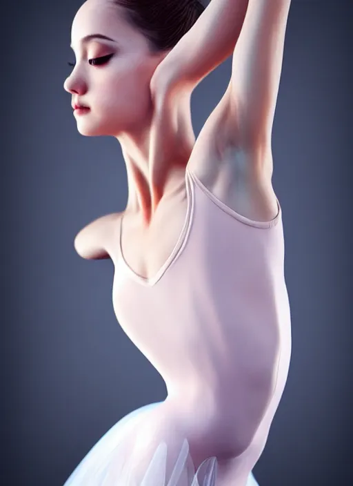 Image similar to photo of a gorgeous female prima ballerina, professionally retouched, soft lighting, realistic, smooth face, full body shot, torso, dress, perfect eyes, sharp focus on eyes, 8 k, high definition, insanely detailed, intricate, elegant, art by artgerm and j scott campbell