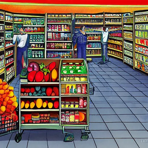 Prompt: a grocery story painted by a famous Greek artist