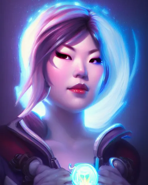 Image similar to mei from overwatch, elegant, icy, cold, ice, colorful, fantasy, fantasy art, character portrait, portrait, close up, highly detailed, intricate detail, amazing detail, sharp focus, vintage fantasy art, vintage sci - fi art, radiant light, caustics, by boris vallejo